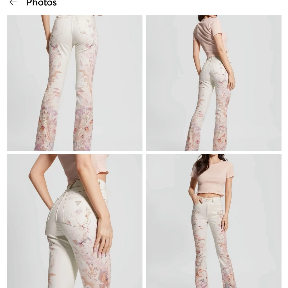 GUESS ECO POP 70S Floral Print IVORY JEANS SIZE 30